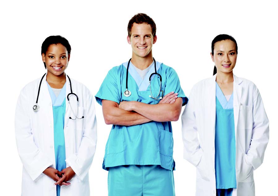 three health professionals