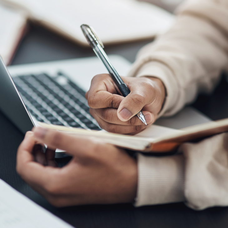 Man doing research on laptop 