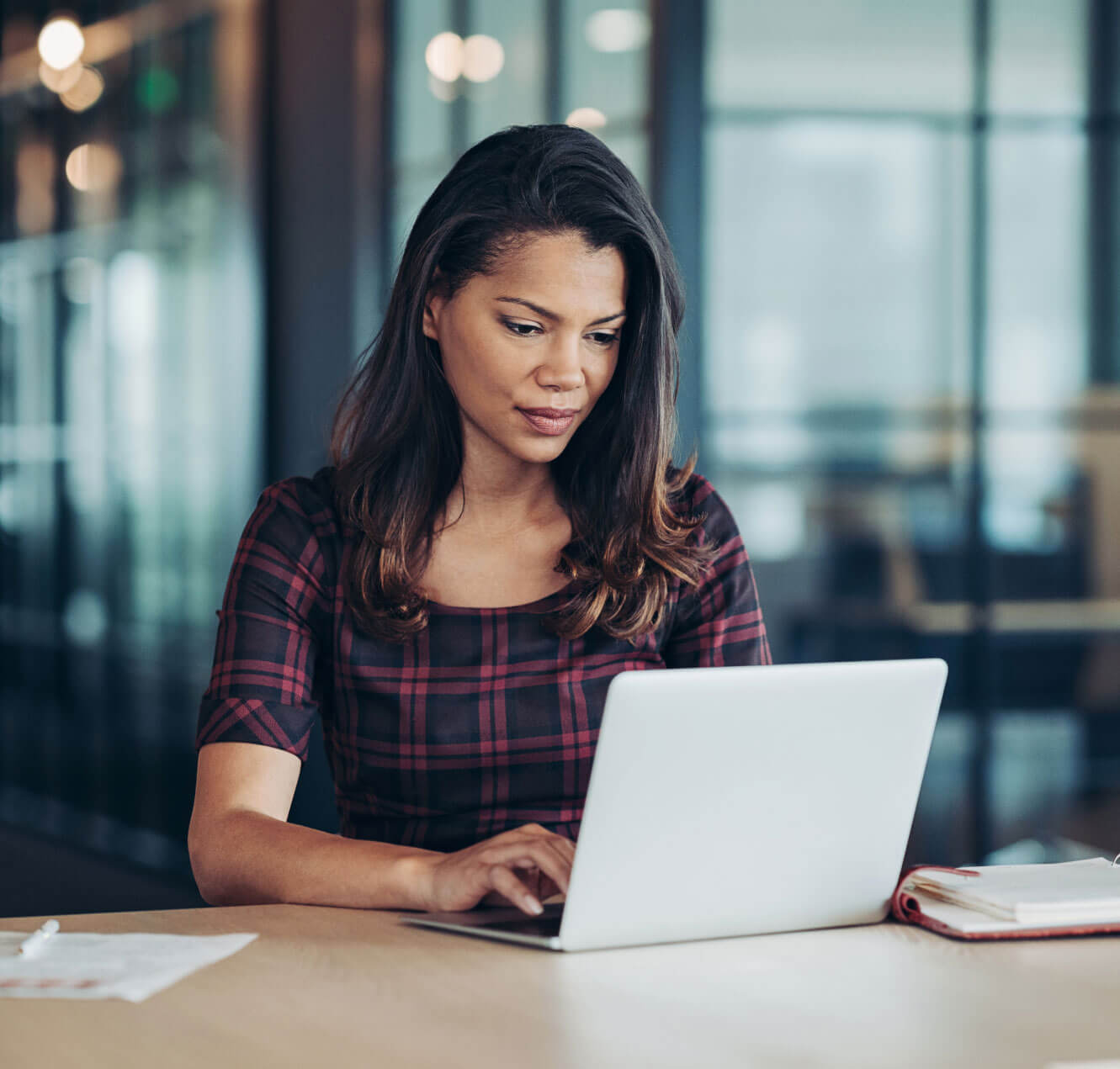 Young woman preparing for interview 