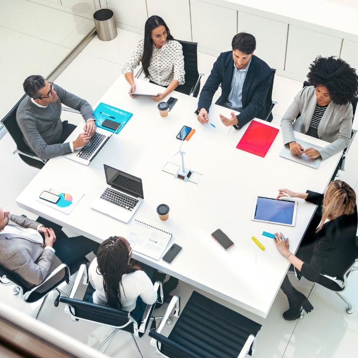 Group of volunteers brainstorming ideas 